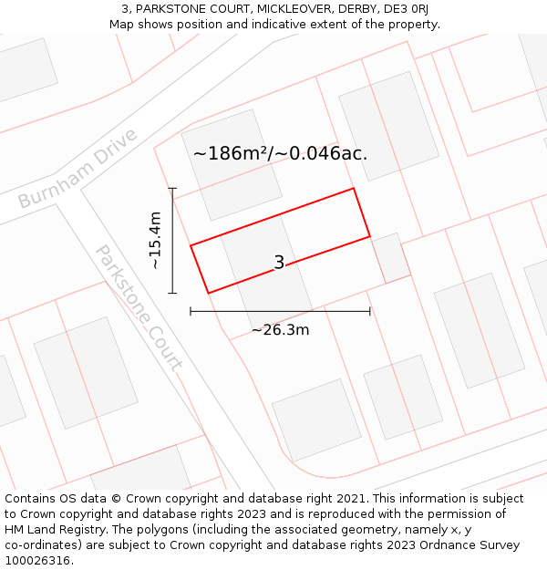 3, PARKSTONE COURT, MICKLEOVER, DERBY, DE3 0RJ: Plot and title map