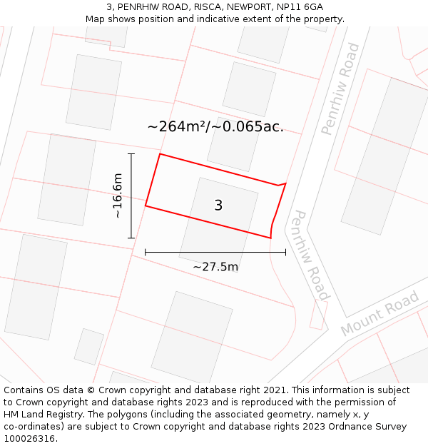 3, PENRHIW ROAD, RISCA, NEWPORT, NP11 6GA: Plot and title map