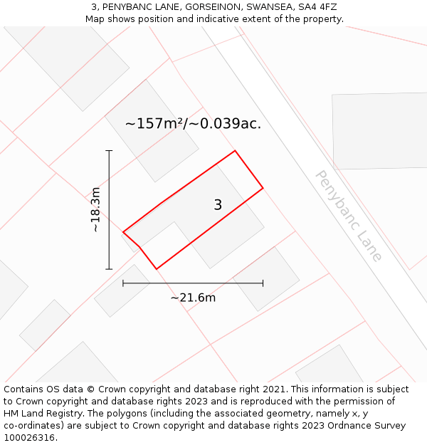 3, PENYBANC LANE, GORSEINON, SWANSEA, SA4 4FZ: Plot and title map