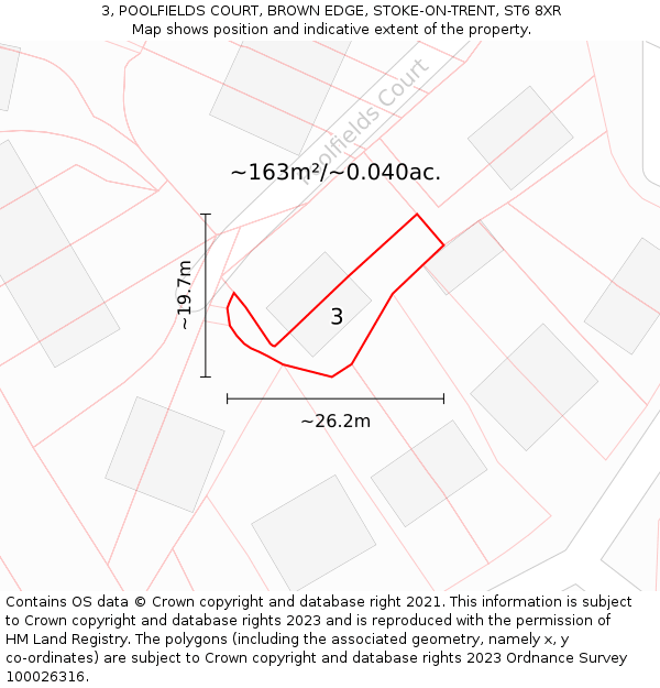3, POOLFIELDS COURT, BROWN EDGE, STOKE-ON-TRENT, ST6 8XR: Plot and title map