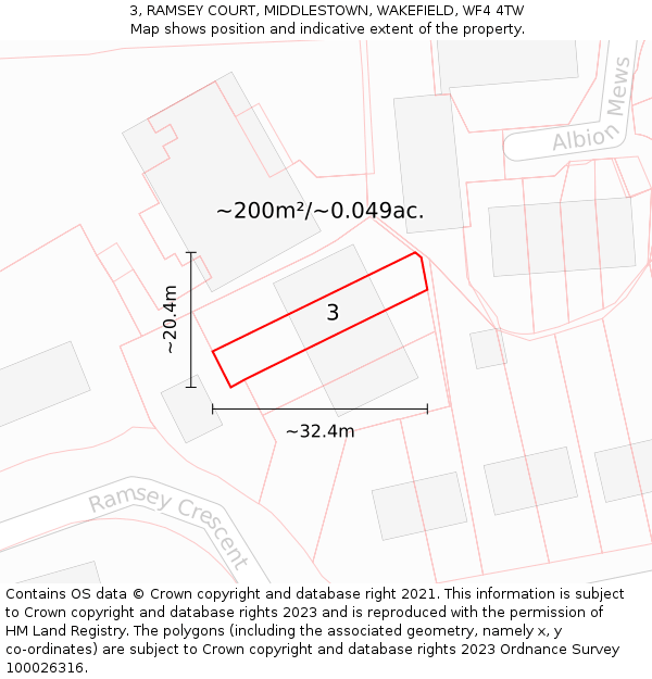 3, RAMSEY COURT, MIDDLESTOWN, WAKEFIELD, WF4 4TW: Plot and title map