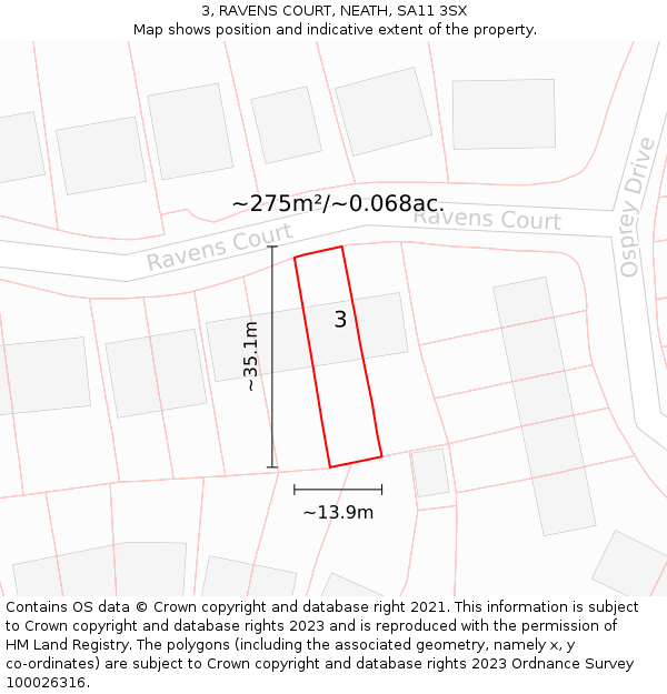 3, RAVENS COURT, NEATH, SA11 3SX: Plot and title map