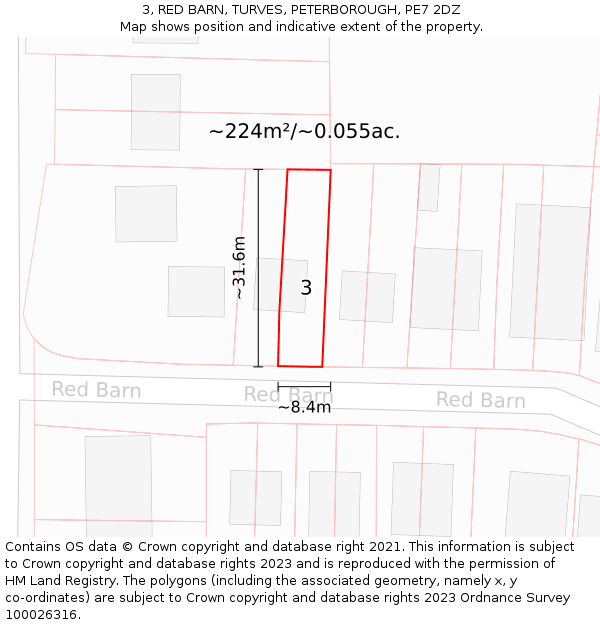 3, RED BARN, TURVES, PETERBOROUGH, PE7 2DZ: Plot and title map