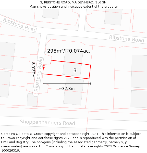 3, RIBSTONE ROAD, MAIDENHEAD, SL6 3HJ: Plot and title map