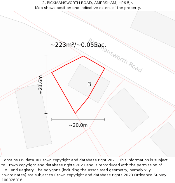 3, RICKMANSWORTH ROAD, AMERSHAM, HP6 5JN: Plot and title map