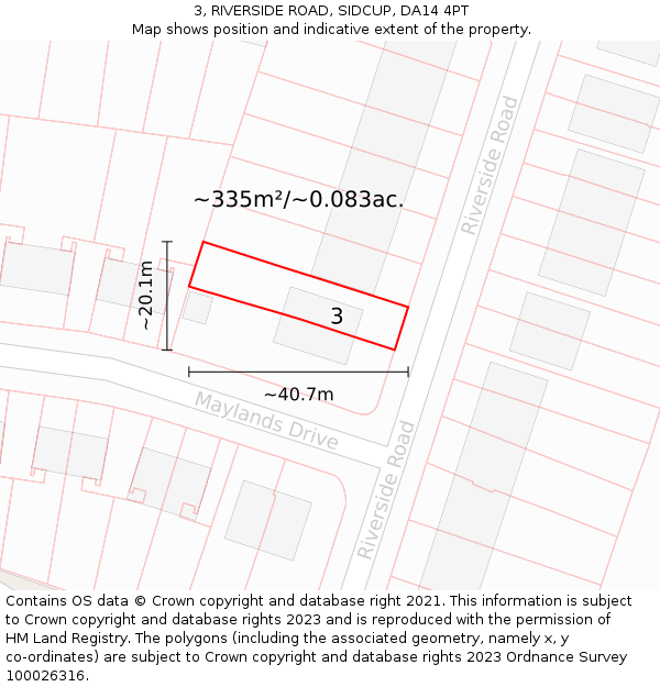 3, RIVERSIDE ROAD, SIDCUP, DA14 4PT: Plot and title map