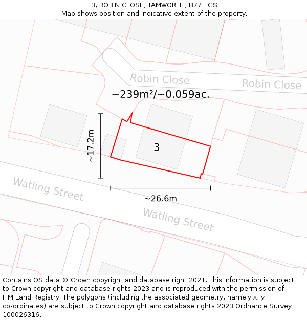 3, ROBIN CLOSE, TAMWORTH, B77 1GS: Plot and title map