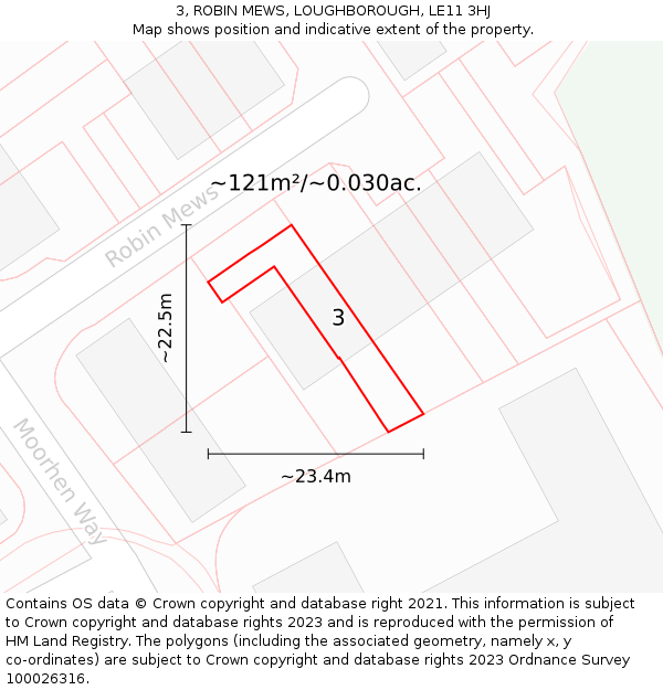 3, ROBIN MEWS, LOUGHBOROUGH, LE11 3HJ: Plot and title map