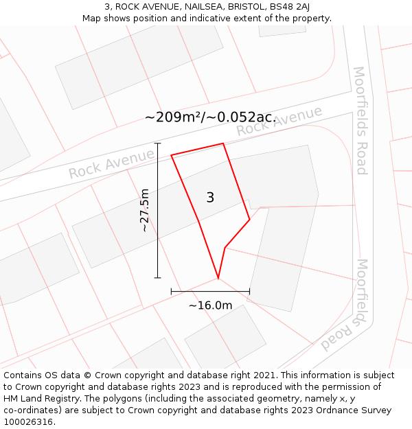 3, ROCK AVENUE, NAILSEA, BRISTOL, BS48 2AJ: Plot and title map