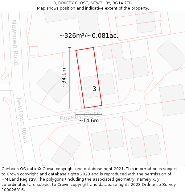 3, ROKEBY CLOSE, NEWBURY, RG14 7EU: Plot and title map