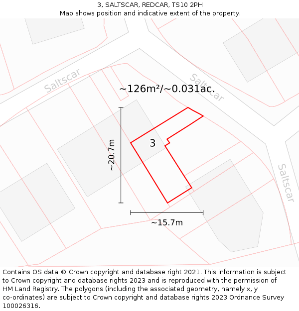 3, SALTSCAR, REDCAR, TS10 2PH: Plot and title map