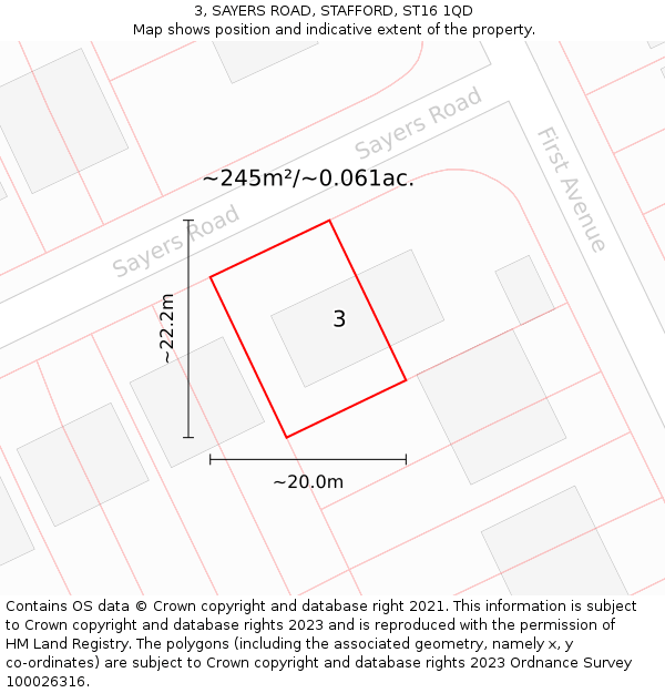 3, SAYERS ROAD, STAFFORD, ST16 1QD: Plot and title map