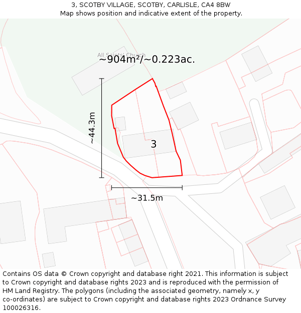 3, SCOTBY VILLAGE, SCOTBY, CARLISLE, CA4 8BW: Plot and title map