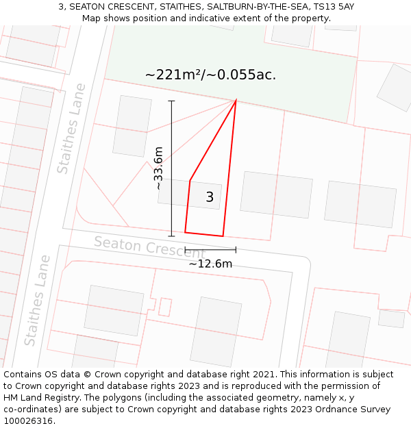 3, SEATON CRESCENT, STAITHES, SALTBURN-BY-THE-SEA, TS13 5AY: Plot and title map