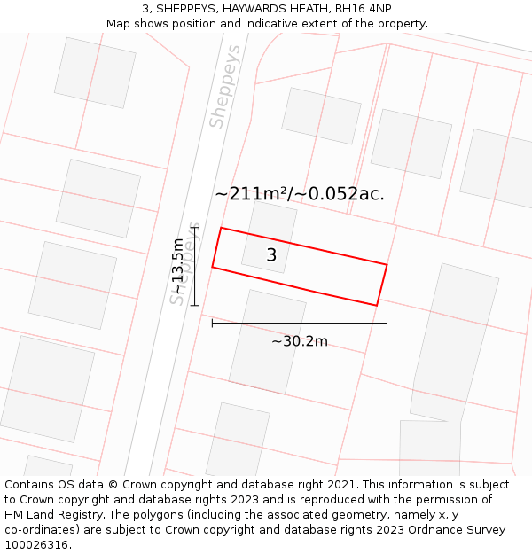 3, SHEPPEYS, HAYWARDS HEATH, RH16 4NP: Plot and title map