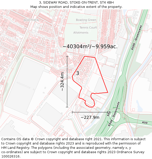 3, SIDEWAY ROAD, STOKE-ON-TRENT, ST4 4BH: Plot and title map