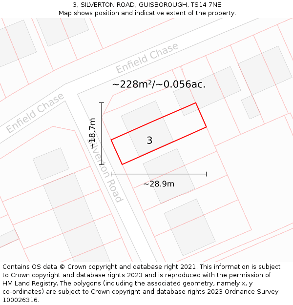 3, SILVERTON ROAD, GUISBOROUGH, TS14 7NE: Plot and title map