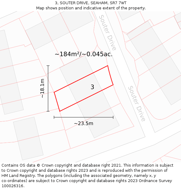 3, SOUTER DRIVE, SEAHAM, SR7 7WT: Plot and title map