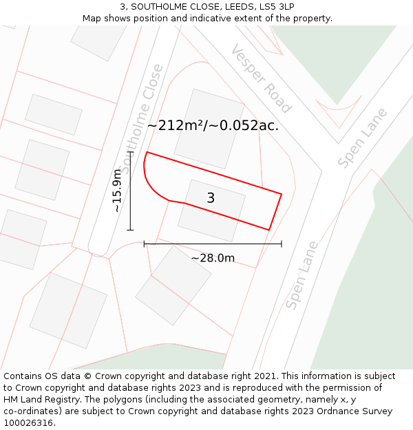 3, SOUTHOLME CLOSE, LEEDS, LS5 3LP: Plot and title map