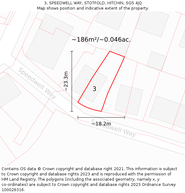 3, SPEEDWELL WAY, STOTFOLD, HITCHIN, SG5 4JQ: Plot and title map