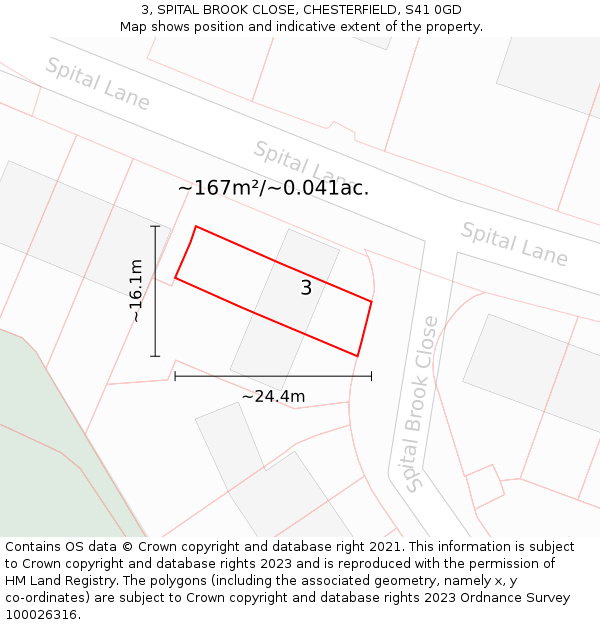 3, SPITAL BROOK CLOSE, CHESTERFIELD, S41 0GD: Plot and title map