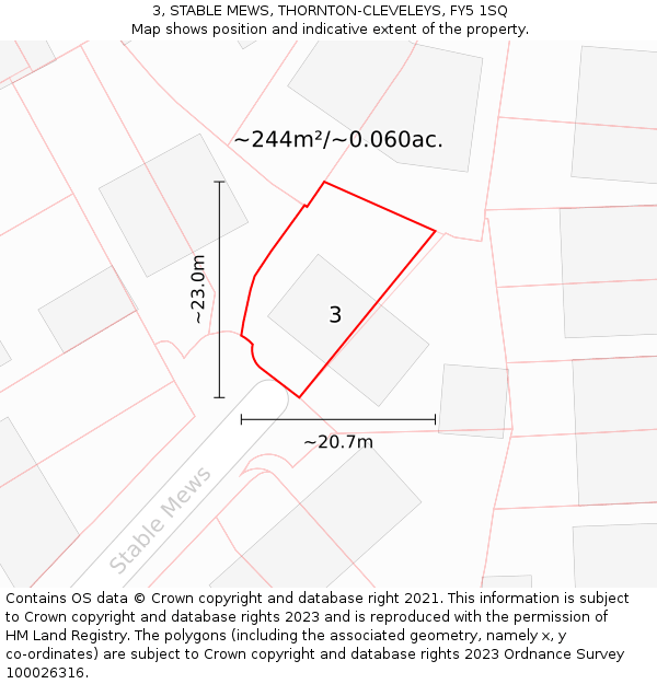 3, STABLE MEWS, THORNTON-CLEVELEYS, FY5 1SQ: Plot and title map