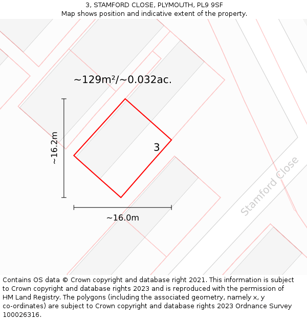 3, STAMFORD CLOSE, PLYMOUTH, PL9 9SF: Plot and title map