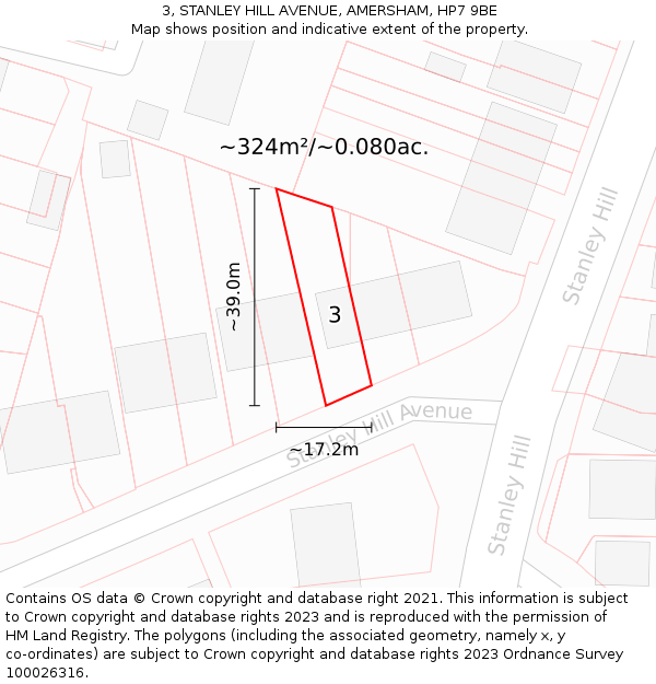 3, STANLEY HILL AVENUE, AMERSHAM, HP7 9BE: Plot and title map