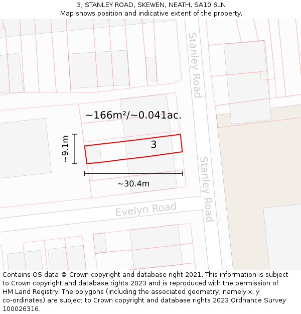 3, STANLEY ROAD, SKEWEN, NEATH, SA10 6LN: Plot and title map