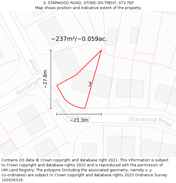3, STARWOOD ROAD, STOKE-ON-TRENT, ST3 7EP: Plot and title map