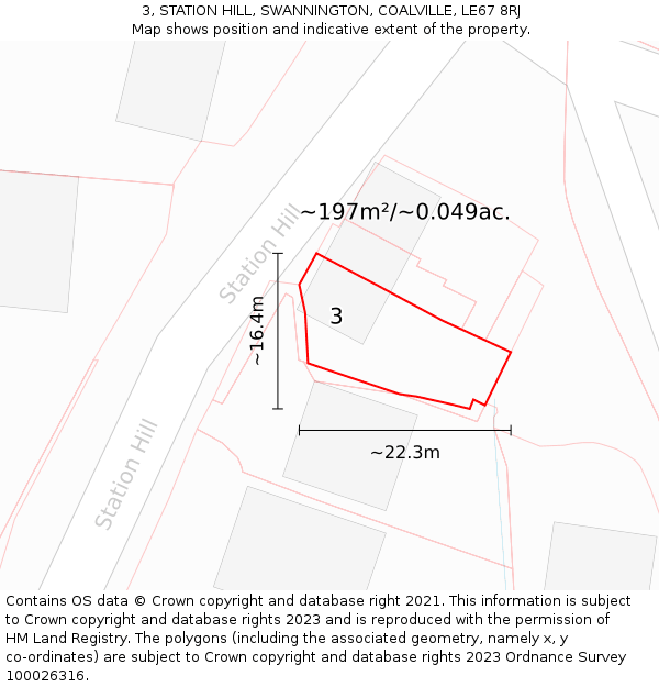 3, STATION HILL, SWANNINGTON, COALVILLE, LE67 8RJ: Plot and title map