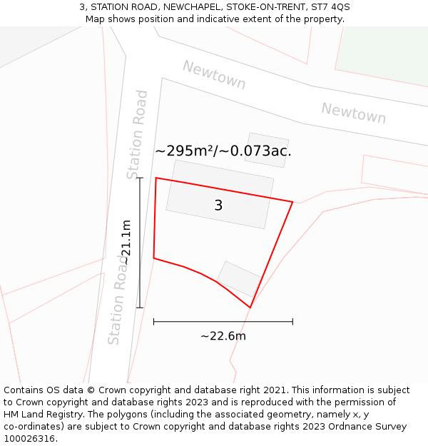 3, STATION ROAD, NEWCHAPEL, STOKE-ON-TRENT, ST7 4QS: Plot and title map