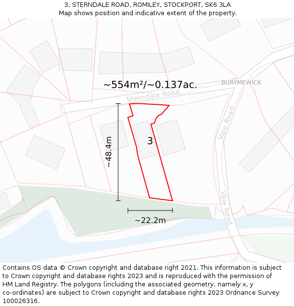 3, STERNDALE ROAD, ROMILEY, STOCKPORT, SK6 3LA: Plot and title map
