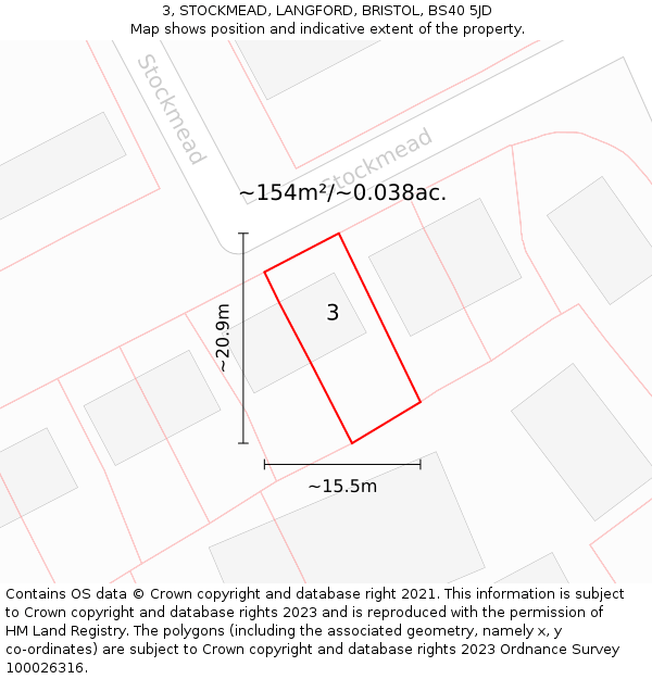 3, STOCKMEAD, LANGFORD, BRISTOL, BS40 5JD: Plot and title map