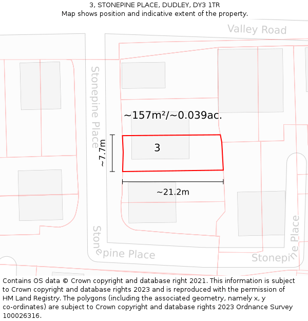 3, STONEPINE PLACE, DUDLEY, DY3 1TR: Plot and title map