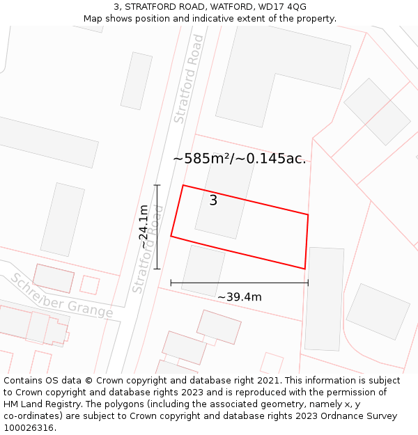 3, STRATFORD ROAD, WATFORD, WD17 4QG: Plot and title map