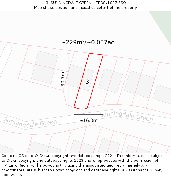 3, SUNNINGDALE GREEN, LEEDS, LS17 7SQ: Plot and title map