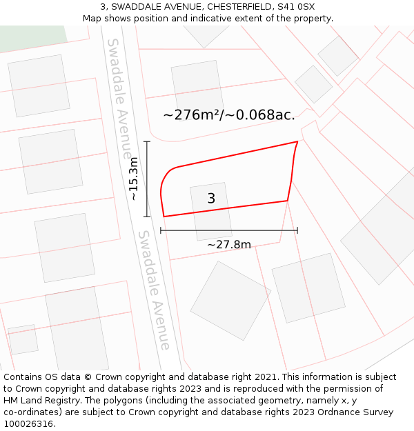 3, SWADDALE AVENUE, CHESTERFIELD, S41 0SX: Plot and title map