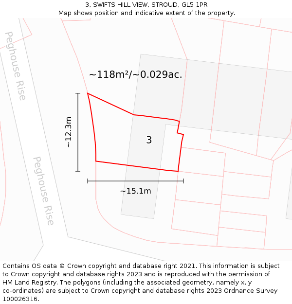 3, SWIFTS HILL VIEW, STROUD, GL5 1PR: Plot and title map