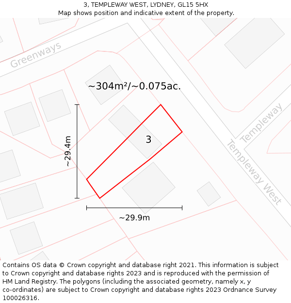 3, TEMPLEWAY WEST, LYDNEY, GL15 5HX: Plot and title map