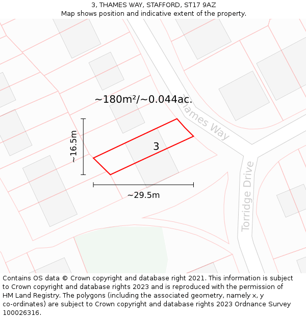 3, THAMES WAY, STAFFORD, ST17 9AZ: Plot and title map