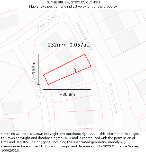 3, THE BRUSH, STROUD, GL5 4SH: Plot and title map