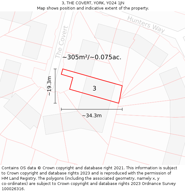 3, THE COVERT, YORK, YO24 1JN: Plot and title map