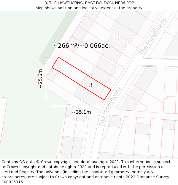 3, THE HAWTHORNS, EAST BOLDON, NE36 0DP: Plot and title map