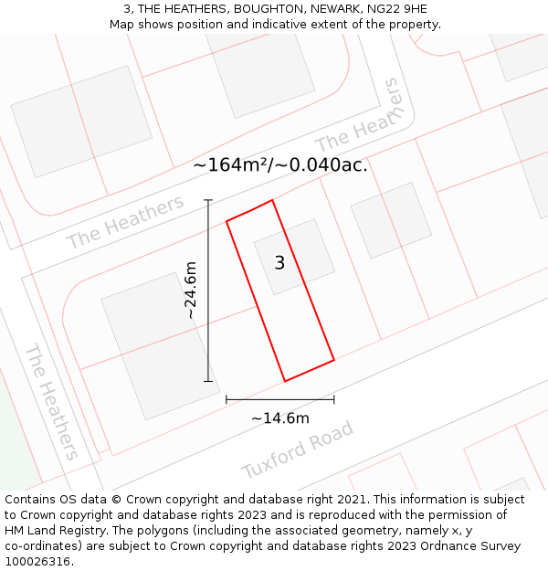 3, THE HEATHERS, BOUGHTON, NEWARK, NG22 9HE: Plot and title map