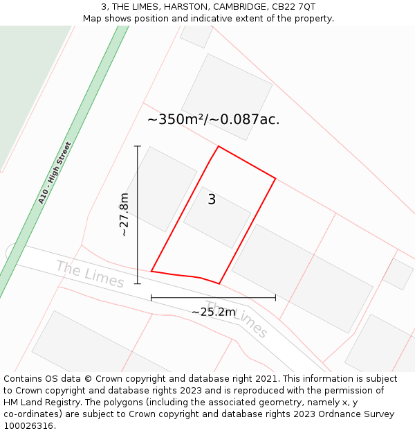 3, THE LIMES, HARSTON, CAMBRIDGE, CB22 7QT: Plot and title map