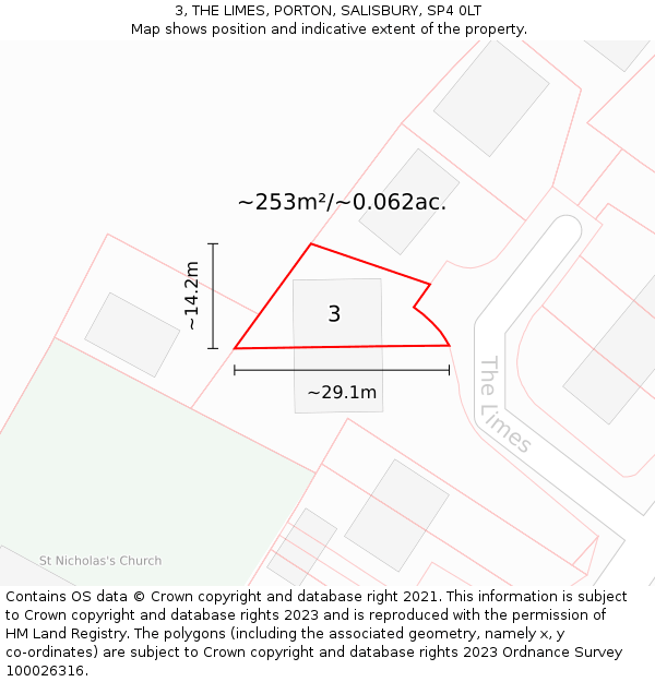 3, THE LIMES, PORTON, SALISBURY, SP4 0LT: Plot and title map