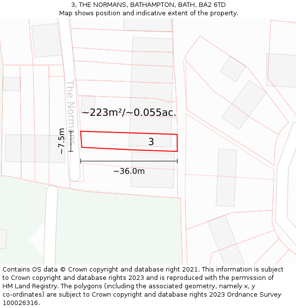 3, THE NORMANS, BATHAMPTON, BATH, BA2 6TD: Plot and title map