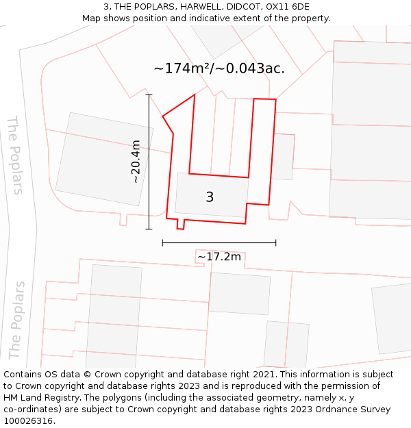 3, THE POPLARS, HARWELL, DIDCOT, OX11 6DE: Plot and title map