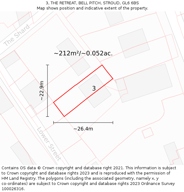 3, THE RETREAT, BELL PITCH, STROUD, GL6 6BS: Plot and title map